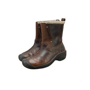 Keen Chester Brown Leather Boots Women’s Size 6.5 Sherpa Lined Winter (HF36)